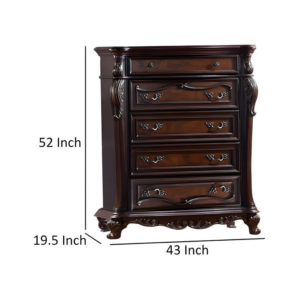 Venta Tall Dresser Chest 5 Drawers Cherry Brown Solid Wood by Casagear Home BM319554