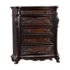 Venta Tall Dresser Chest, 5 Drawers, Carved Details Cherry Brown Solid Wood By Casagear Home