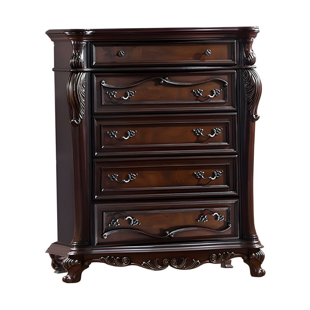 Venta Tall Dresser Chest 5 Drawers Cherry Brown Solid Wood by Casagear Home BM319554