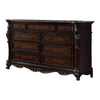 Venta Wide Dresser 9 Drawers Carved Details Cherry Brown Solid Wood Frame By Casagear Home BM319555