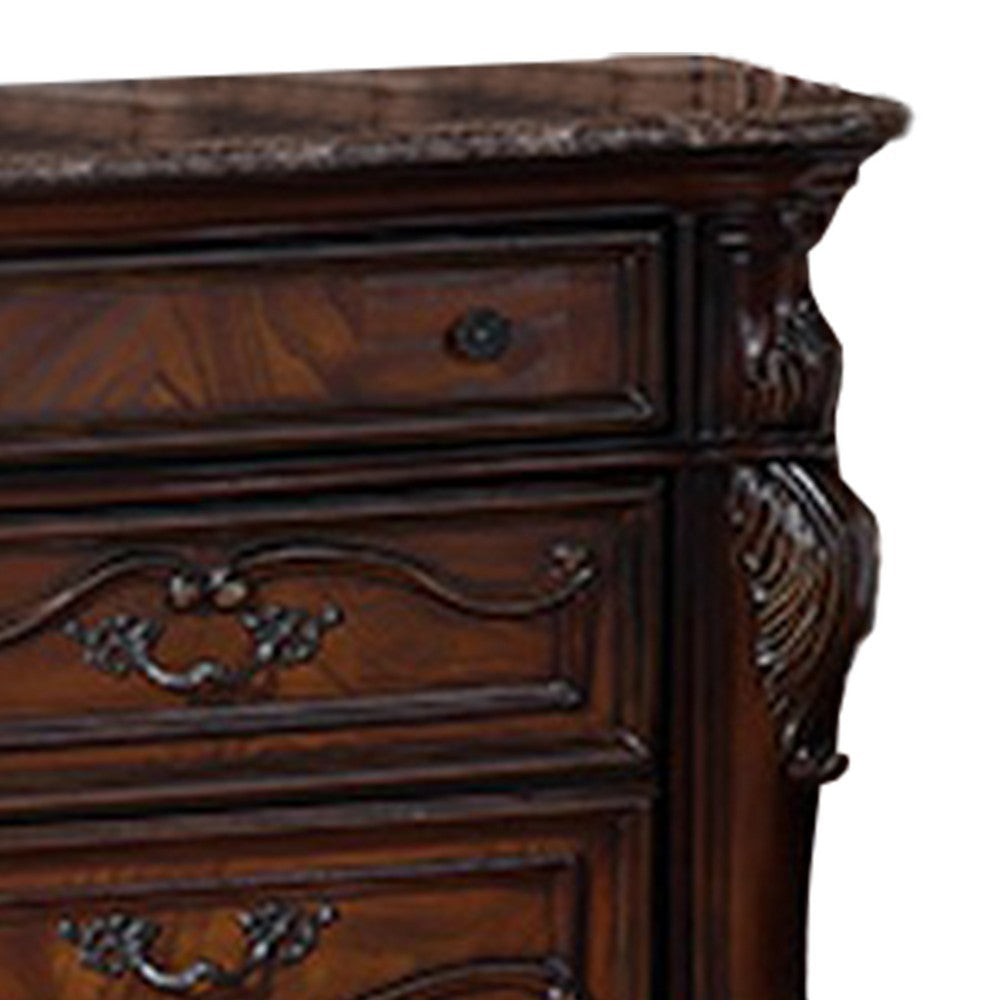 Venta Nightstand 3 Drawers Carved Details Cherry Brown Solid Wood Frame By Casagear Home BM319557