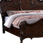 Rosy King Size Bed Carved Details Turned Legs Cherry Brown Solid Wood By Casagear Home BM319561