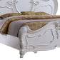 Rosy King Size Bed Carved Details Turned Legs White Solid Wood Frame By Casagear Home BM319563