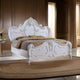 Rosy King Size Bed, Carved Details, Turned Legs, White Solid Wood Frame By Casagear Home