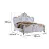 Rosy Queen Size Bed Carved Details Turned Legs White Solid Wood Frame By Casagear Home BM319564