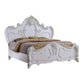 Rosy Queen Size Bed, Carved Details, Turned Legs, White Solid Wood Frame By Casagear Home