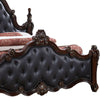 Moni Queen Bed Black Button Tufted Classical Upholstery Cherry Brown Wood By Casagear Home