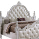 Moni Queen Bed White Button Tufted Traditional Upholstery Solid Wood By Casagear Home