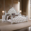 Moni Queen Bed White Button Tufted Traditional Upholstery Solid Wood By Casagear Home BM319568