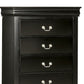 Ryla Tall Dresser Chest 5 Drawers Nickel Metal Handles Black Solid Wood By Casagear Home BM319573