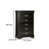 Ryla Tall Dresser Chest 5 Drawers Nickel Metal Handles Black Solid Wood By Casagear Home BM319573