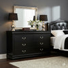 Ryla Wide Dresser, 6 Drawers, Nickel Metal Handles, Black Solid Wood By Casagear Home