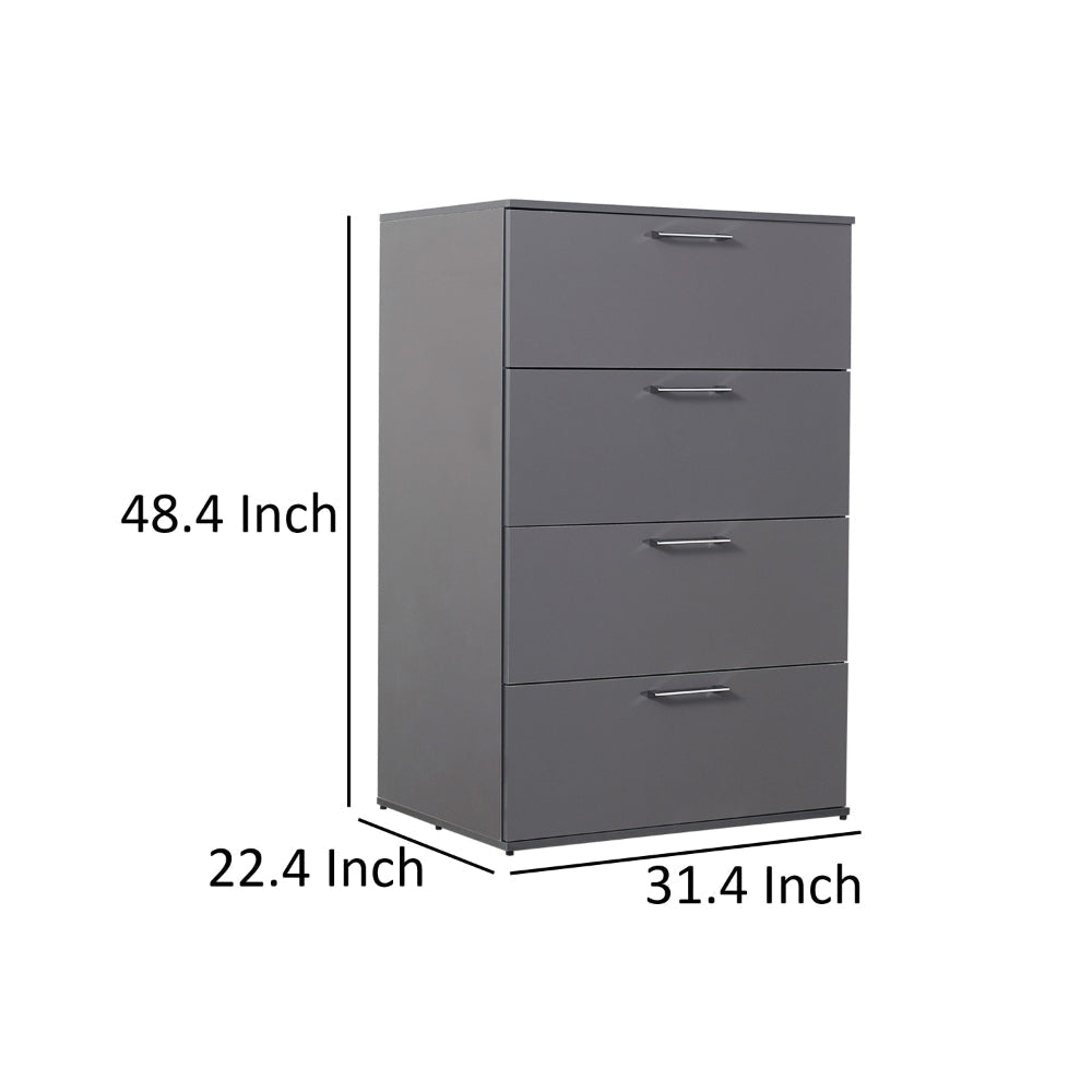 Eli 48 Inch Tall Dresser Chest 4 Big Storage Drawers Glossy Gray Finish By Casagear Home BM319577