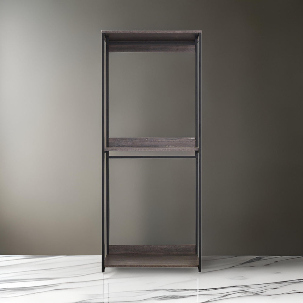 Gin Modular Closet System 3 Rustic Gray Shelves 2 Hanging Rods Black By Casagear Home BM319583