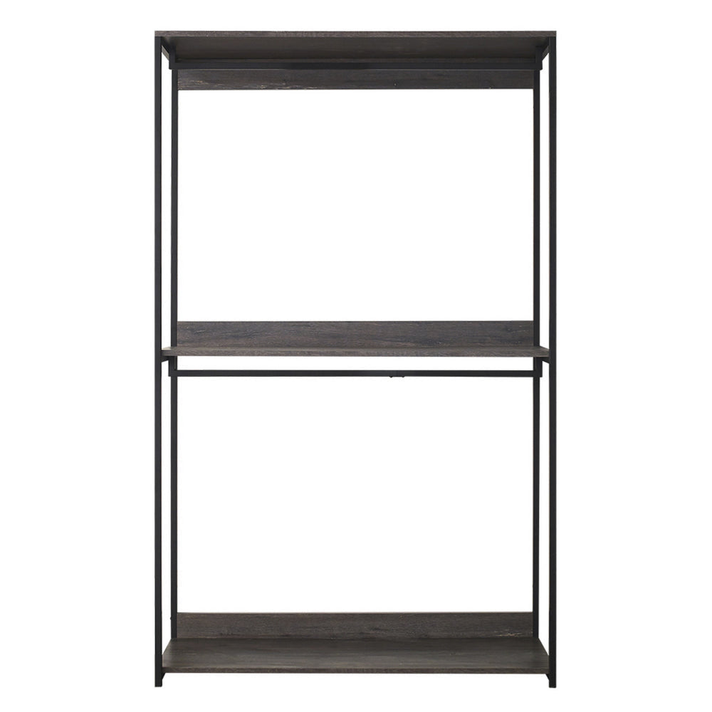 Gin Wide Modular Closet System 3 Gray Shelves 2 Hanging Rods Black By Casagear Home BM319584