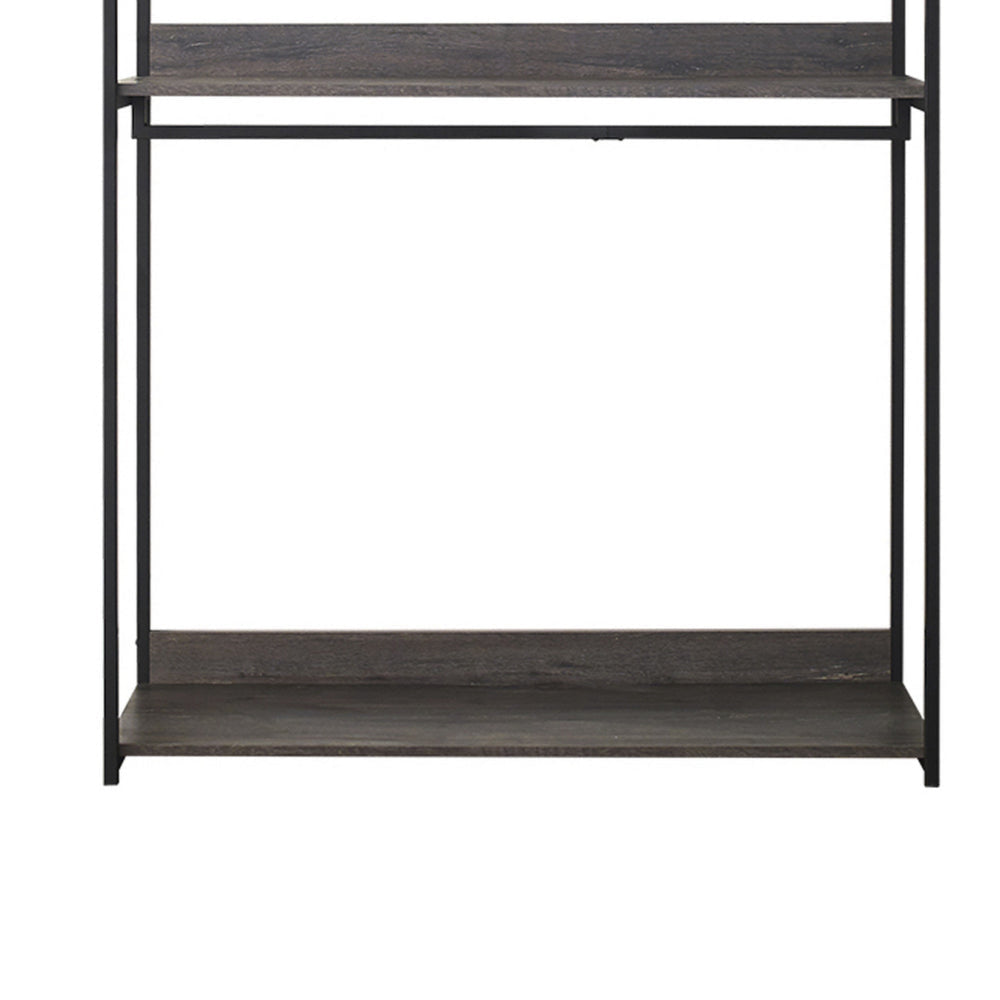 Gin Wide Modular Closet System 3 Gray Shelves 2 Hanging Rods Black By Casagear Home BM319584