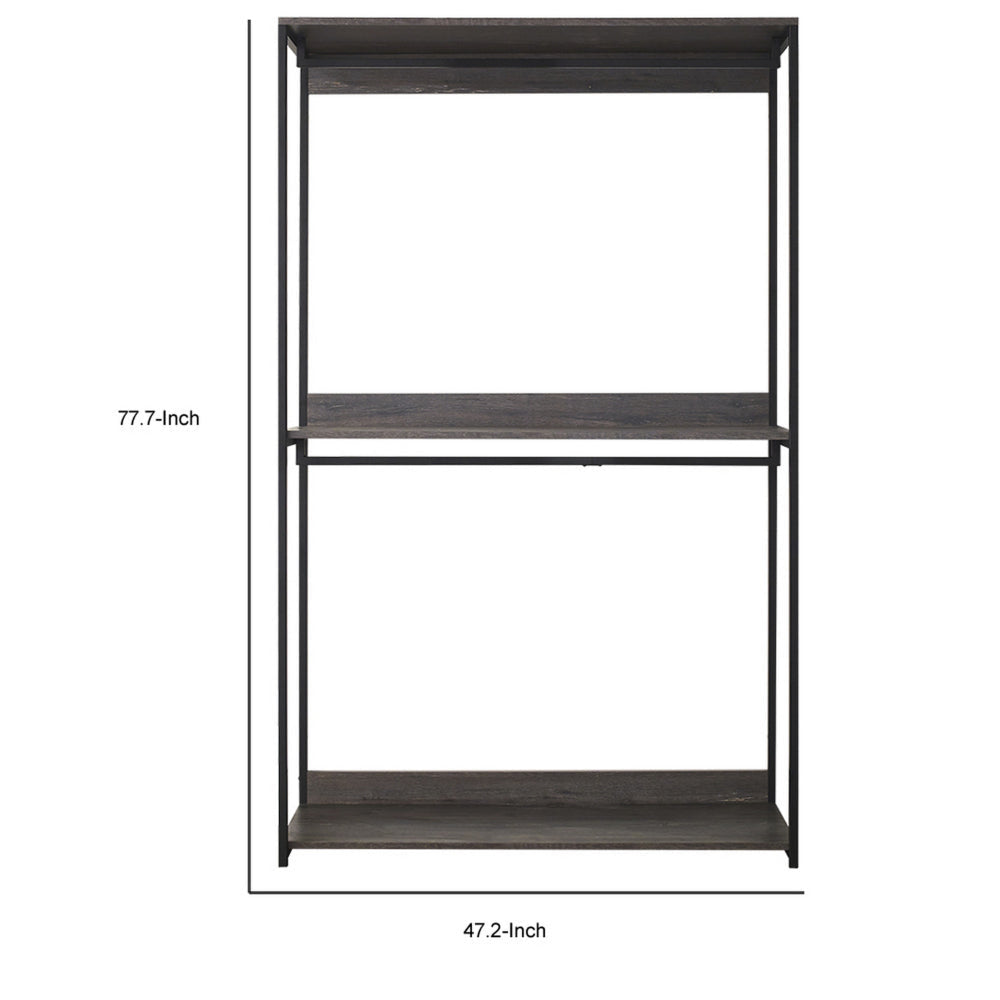 Gin Wide Modular Closet System 3 Gray Shelves 2 Hanging Rods Black By Casagear Home BM319584