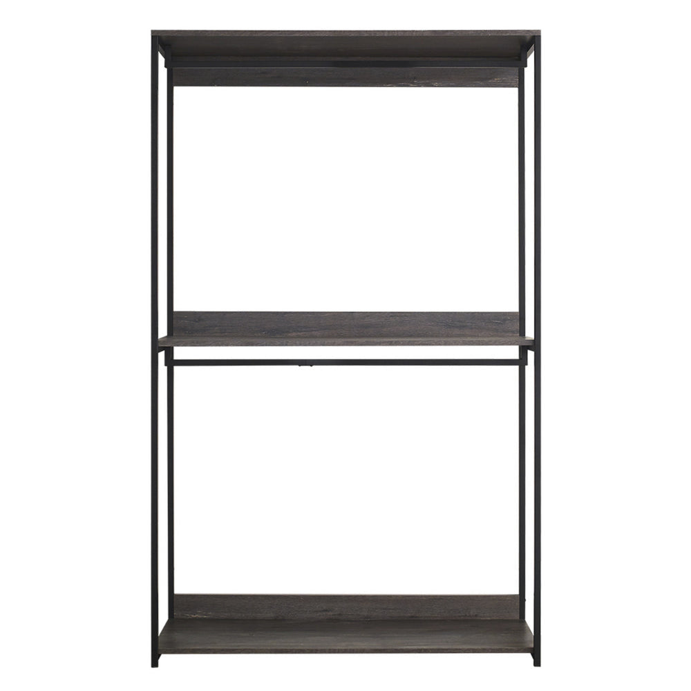 Gin Wide  Modular Closet System, 3 Gray Shelves, 2 Hanging Rods, Black By Casagear Home