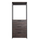 Gin Modular Closet System, 3 Rustic Gray Drawers, 1 Hanging Rod, Black By Casagear Home