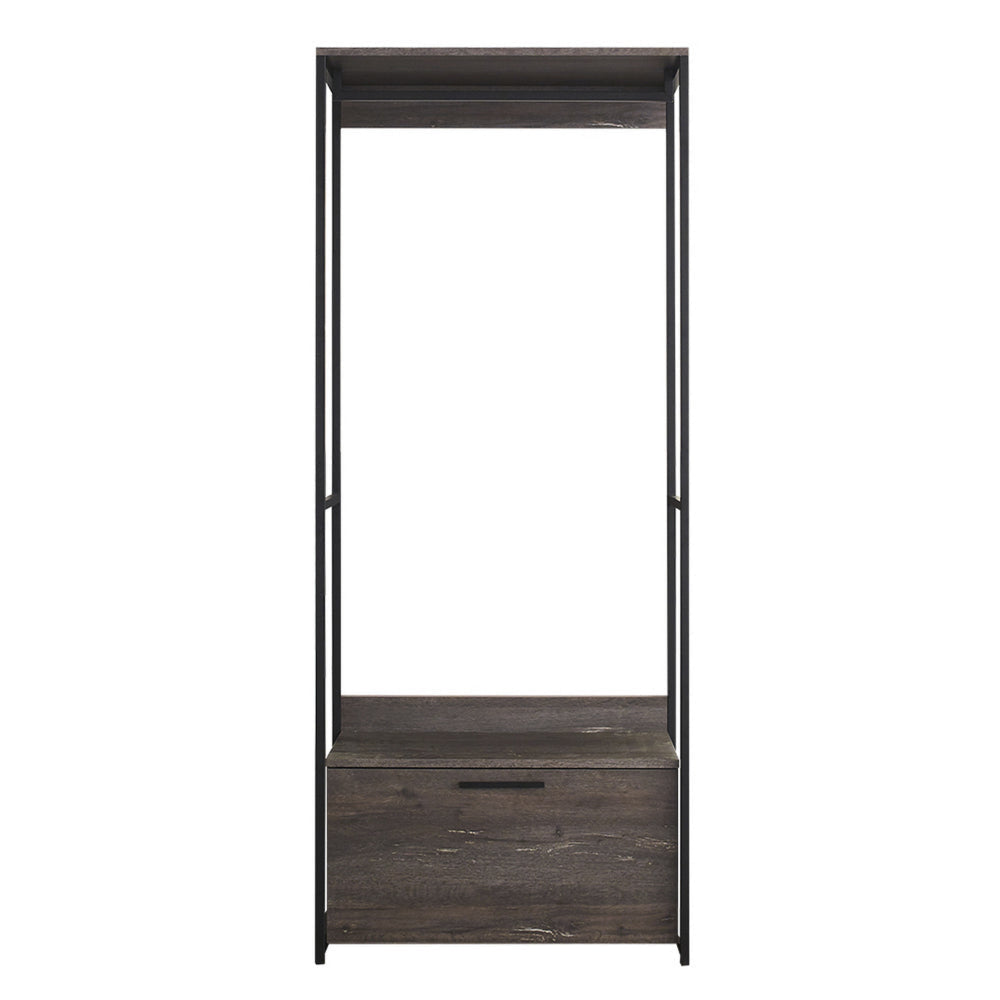 Gin Modular Closet System, 1 Rustic Gray Drawer, 1 Hanging Rod, Black By Casagear Home