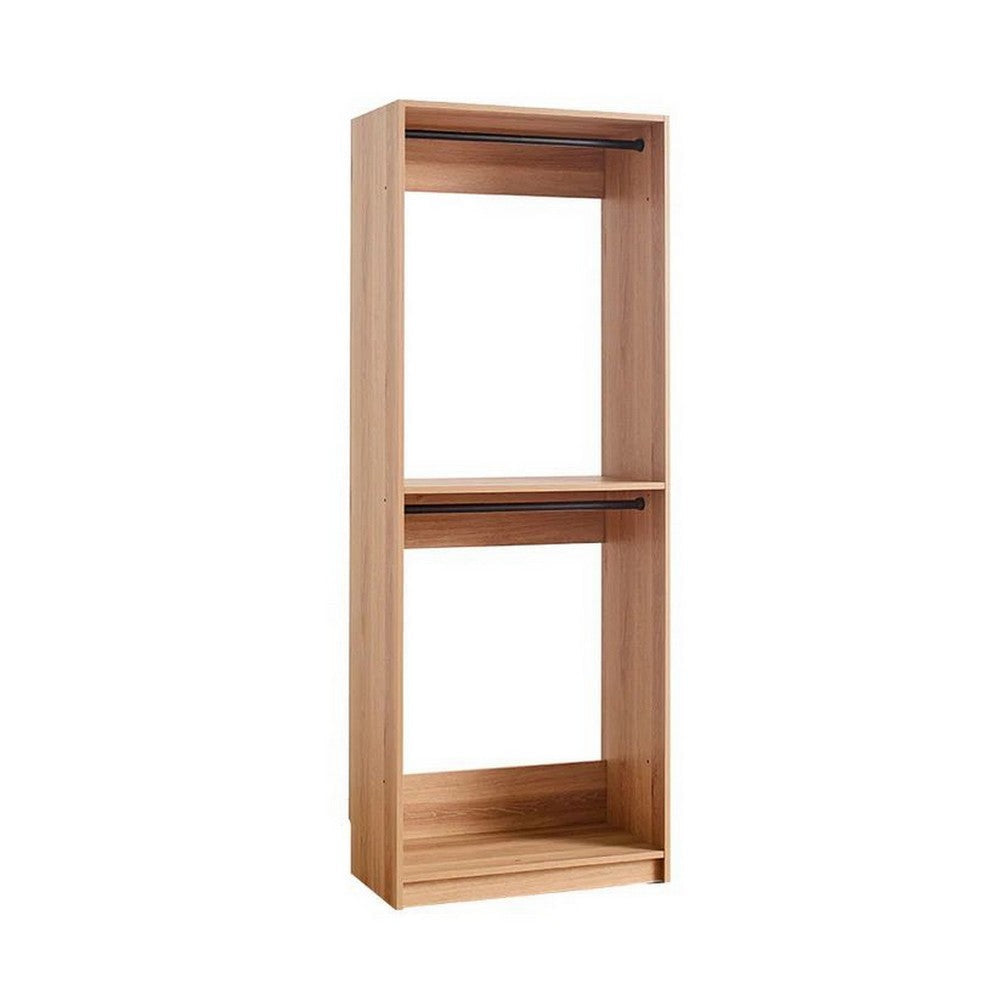 Dee Modular Closet System, 2 Compartments, 2 Hanging Rods, Oak Brown By Casagear Home