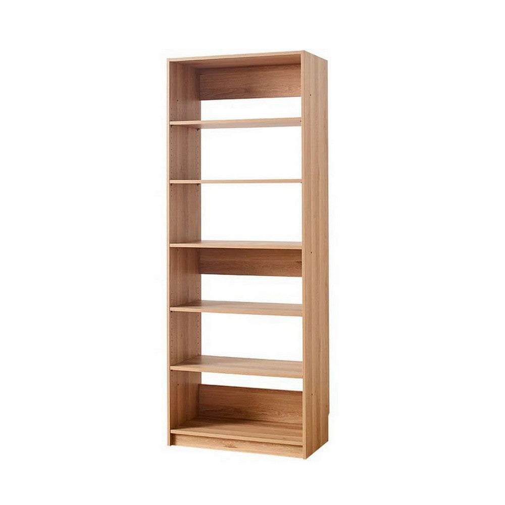 Dee Modular Closet System 5 Tier Storage Shelves Oak Brown Wood By Casagear Home BM319591