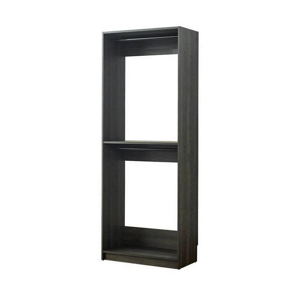 Dee Modular Closet System 2 Compartments 2 Hanging Rods Black Finish By Casagear Home BM319592