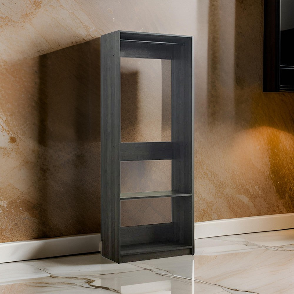 Dee Modular Closet System, 1 Metal Hanging Rod and 1 Shelf, Black Finish By Casagear Home