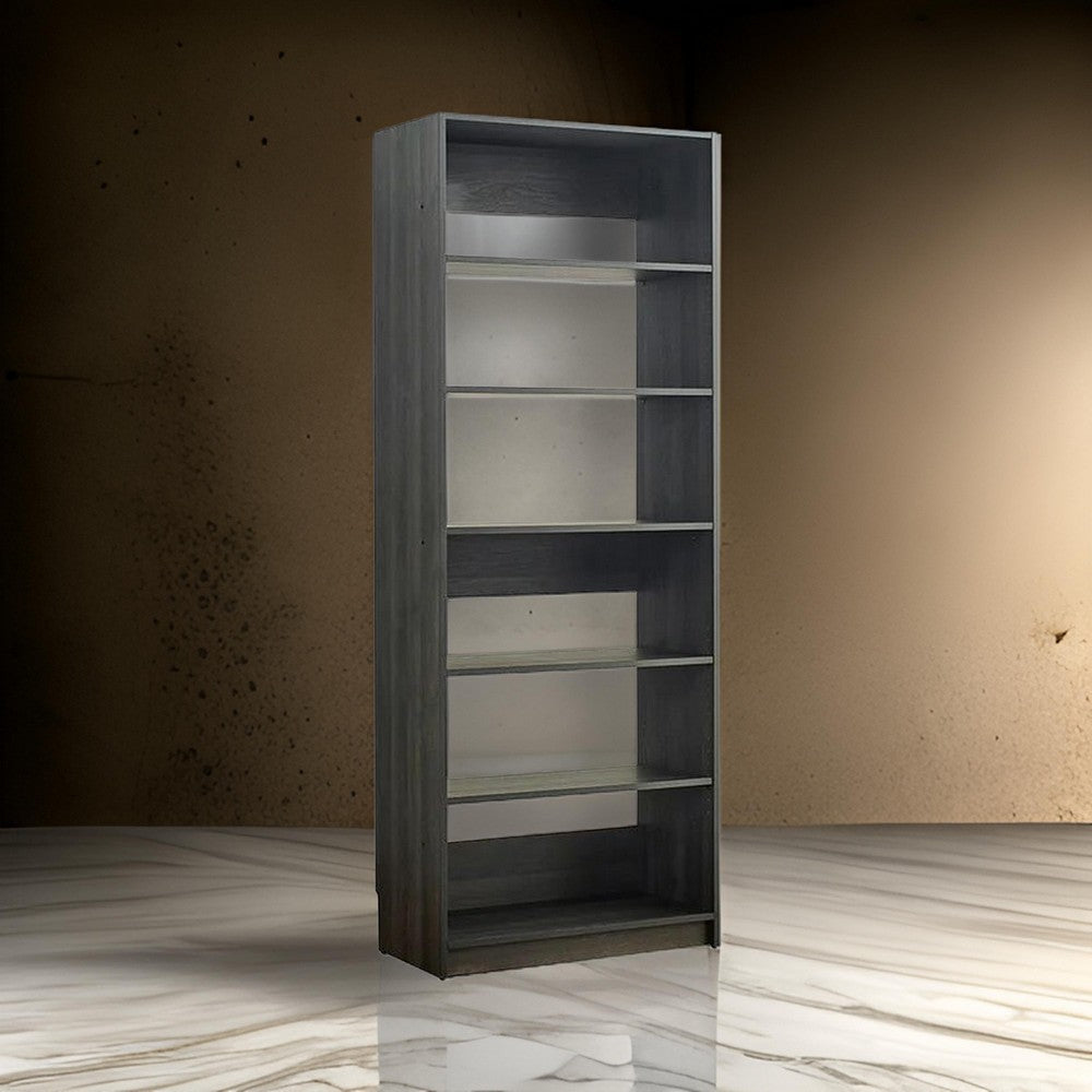 Dee Modular Closet System, 5 Tier Storage Shelves, Black Wood Finish By Casagear Home