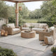 Reya 8 x 10 Large Area Rug, Indoor Outdoor Geometric Knotted Pattern, Ivory By Casagear Home
