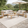 Reya 9 x 12 Extra Large Area Rug, Indoor Outdoor Geometric Knotted Ivory By Casagear Home