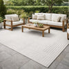 Reya 9 x 12 Extra Large Area Rug, Indoor Outdoor Geometric Knotted Ivory By Casagear Home