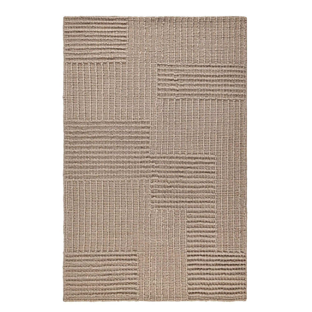 Reya 9 x 12 Extra Large Area Rug, Indoor Outdoor Geometric Knotted Beige By Casagear Home