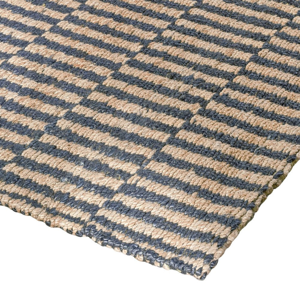 Tyn 8 x 10 Large Area Rug Handwoven Striped Textured Pattern Blue Beige By Casagear Home BM319616