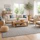 Tyn 9 x 12 Extra Large Area Rug, Handwoven Striped Textured Blue Beige By Casagear Home