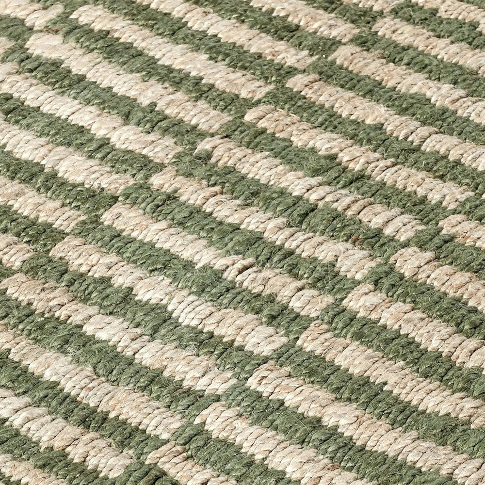 Tyn 5 x 8 Medium Area Rug Handwoven Striped Textured Pattern Green Beige By Casagear Home BM319618