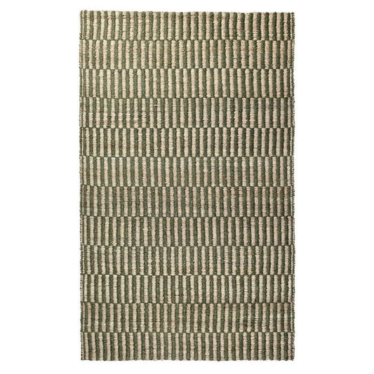 Tyn 5 x 8 Medium Area Rug, Handwoven Striped Textured Pattern, Green Beige By Casagear Home