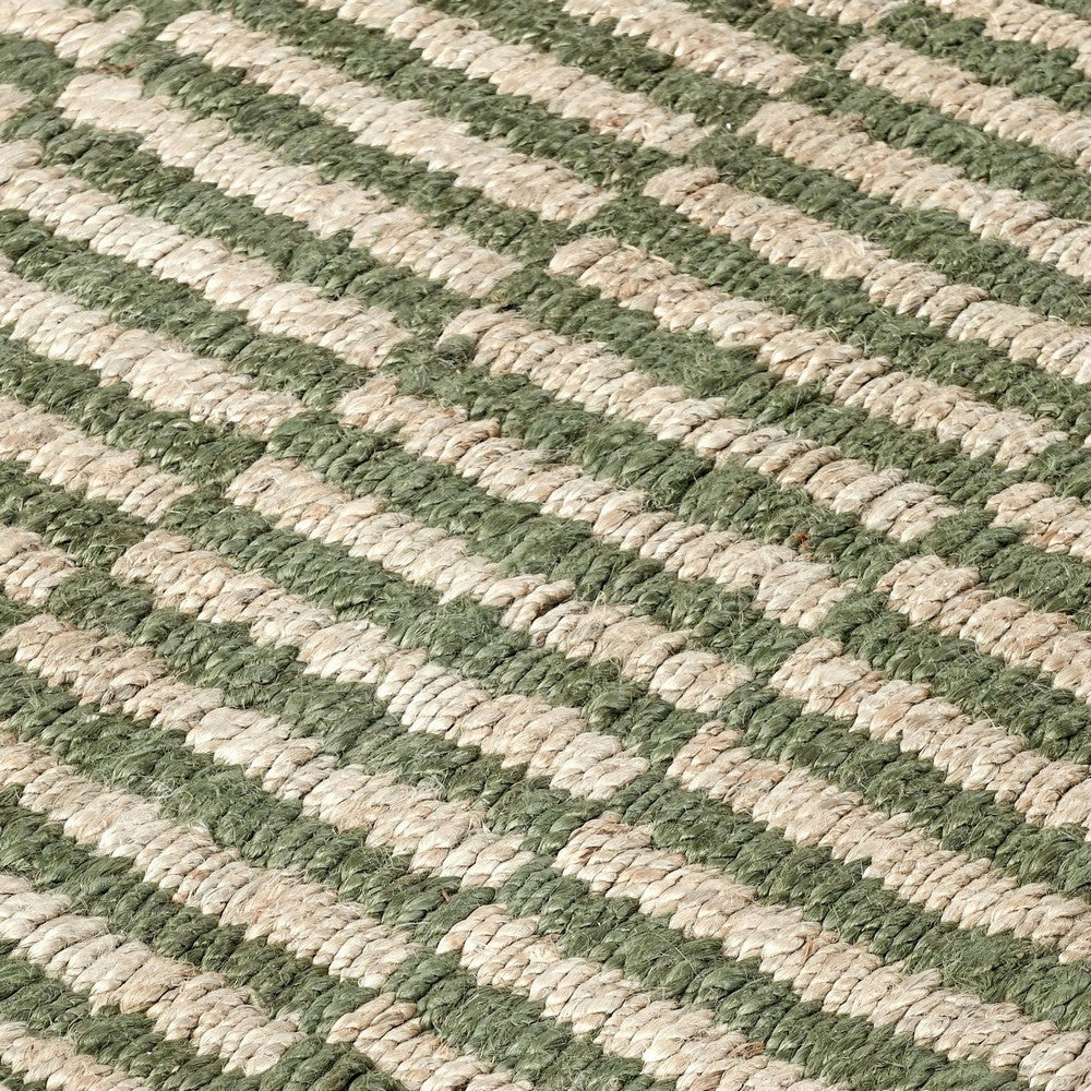 Tyn 9 x 12 Extra Large Area Rug, Handwoven Striped Textured Green Beige By Casagear Home