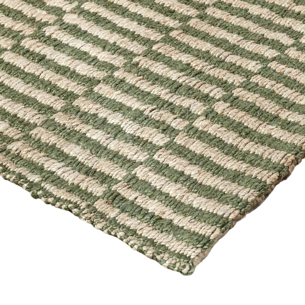 Tyn 9 x 12 Extra Large Area Rug Handwoven Striped Textured Green Beige By Casagear Home BM319620