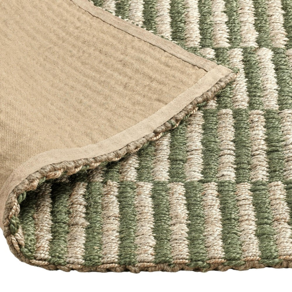 Tyn 9 x 12 Extra Large Area Rug, Handwoven Striped Textured Green Beige By Casagear Home