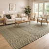 Tyn 9 x 12 Extra Large Area Rug, Handwoven Striped Textured Green Beige By Casagear Home