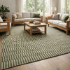 Tyn 9 x 12 Extra Large Area Rug, Handwoven Striped Textured Green Beige By Casagear Home