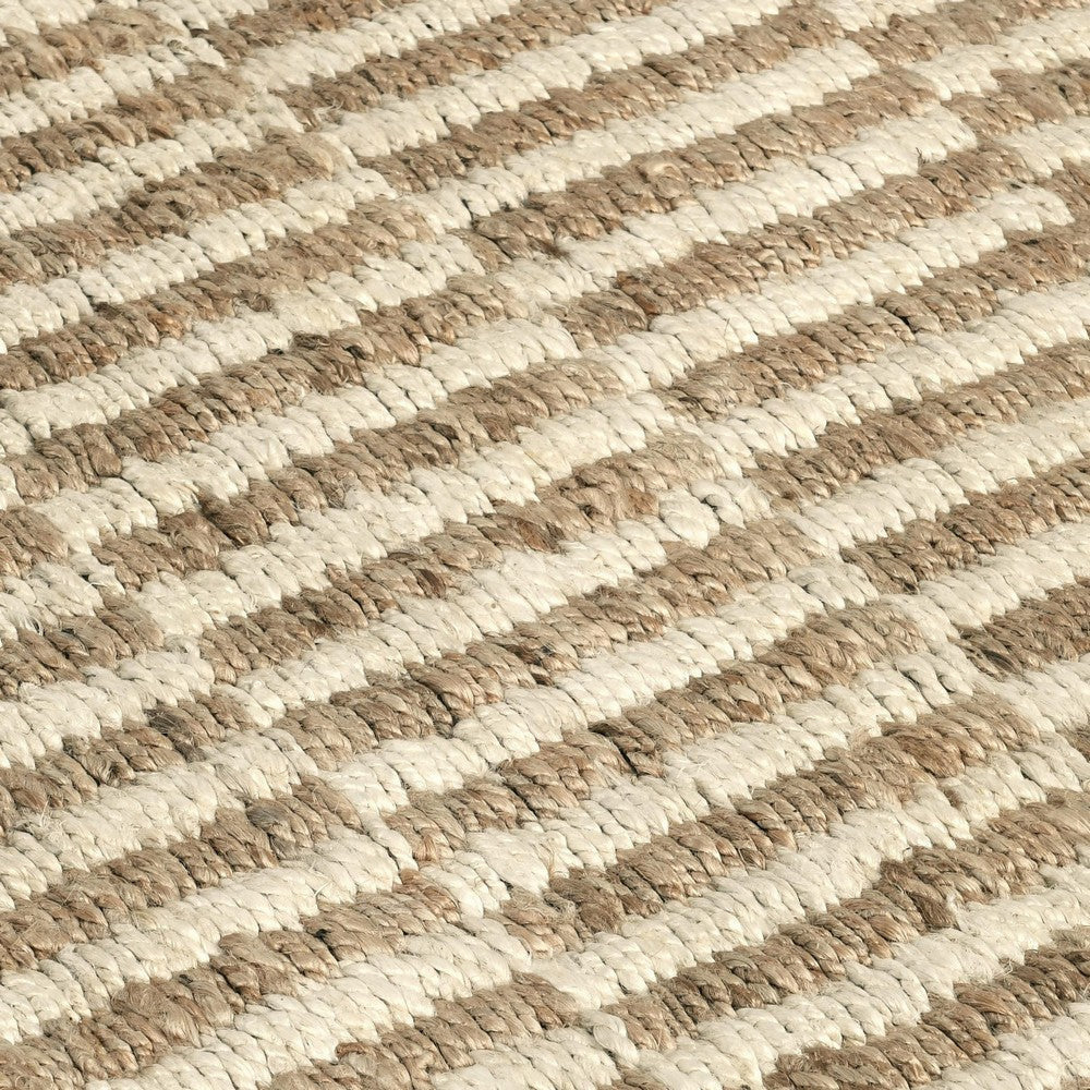 Tyn 5 x 8 Medium Area Rug Handwoven Stripe Pattern Ivory and Beige Jute By Casagear Home BM319621