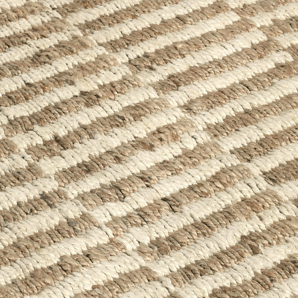 Tyn 9 x 12 Extra Large Area Rug Handwoven Stripe Pattern Ivory Beige Jute By Casagear Home BM319623