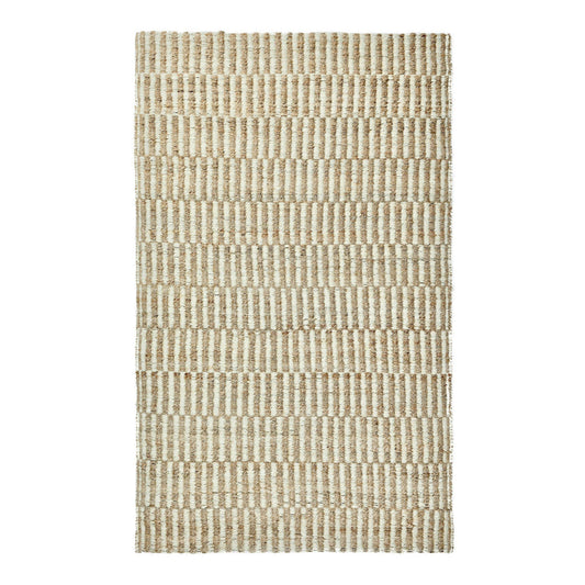 Tyn 9 x 12 Extra Large Area Rug, Handwoven Stripe Pattern, Ivory Beige Jute By Casagear Home