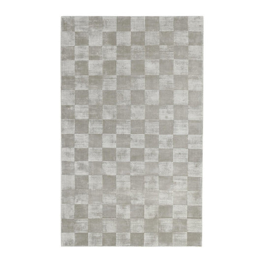 Sina 5 x 8 Medium Area Rug, Handwoven Classic Check Pattern, Light Gray By Casagear Home