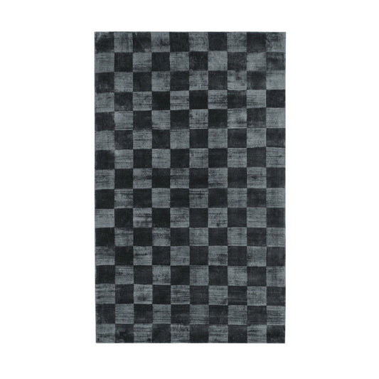 Sina 5 x 8 Medium Area Rug, Handwoven Classic Check Pattern, Dark Blue By Casagear Home