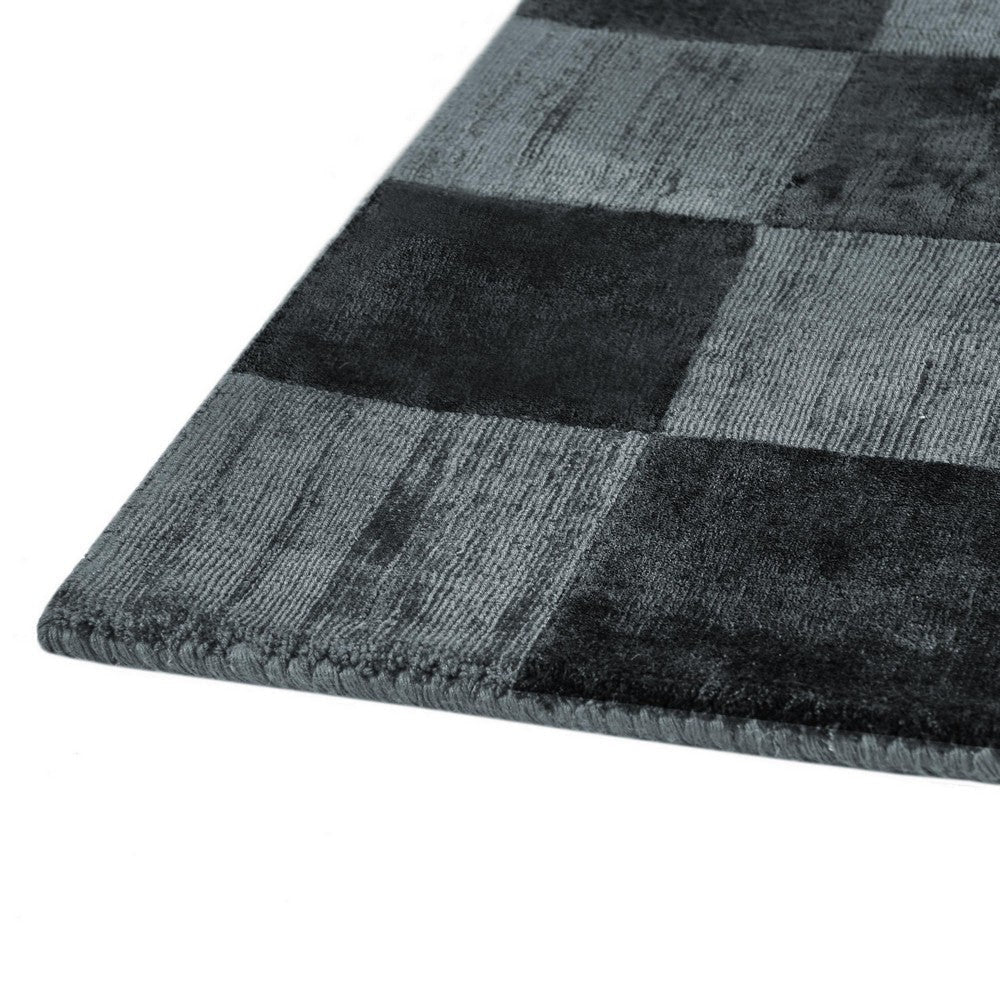 Sina 8 x 10 Large Area Rug Handwoven Classic Check Pattern Dark Blue By Casagear Home BM319631