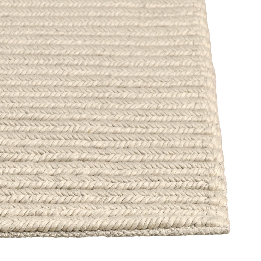 Soen 9 x 12 Extra Large Area Rug, Handwoven Twisted Braid, Beige Wool Blend By Casagear Home