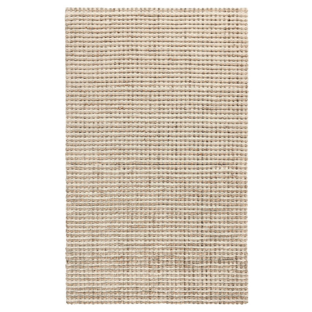 Ging 5 x 8 Medium Area Rug, Cotton, Handwoven Abstract Jute Design, Ivory By Casagear Home